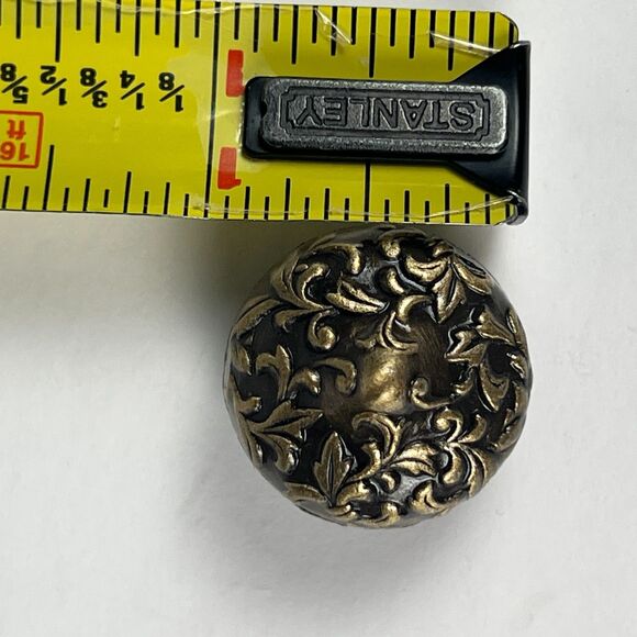 Vtg Ornate Cabinet Knob Drawer Pull Round 1" Victorian Intricate Floral Design - Picture 2 of 3